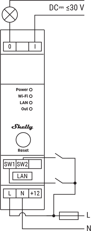 Импулсно Smart реле 1х On/Off 16A за DIN монтаж Shelly PRO 1