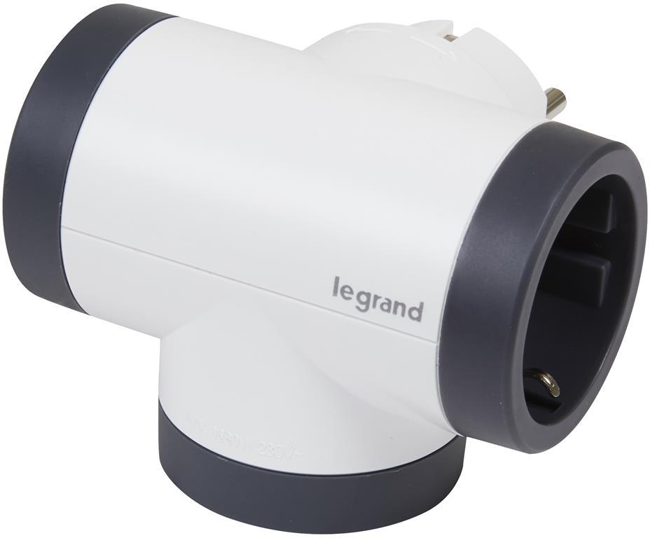 Адаптер за контакт 3х Шуко Т-образен въртящ бял NEW Legrand