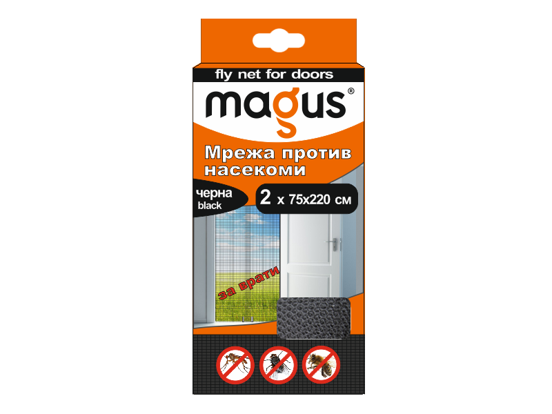 MAGUS Мрежа насекоми 1.40м/220 м за врати- черна