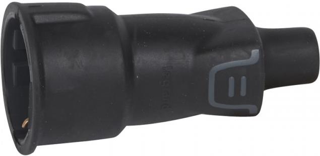 Куплунг черен 2P+Т 16A ІР44 250V гумиран Legrand
