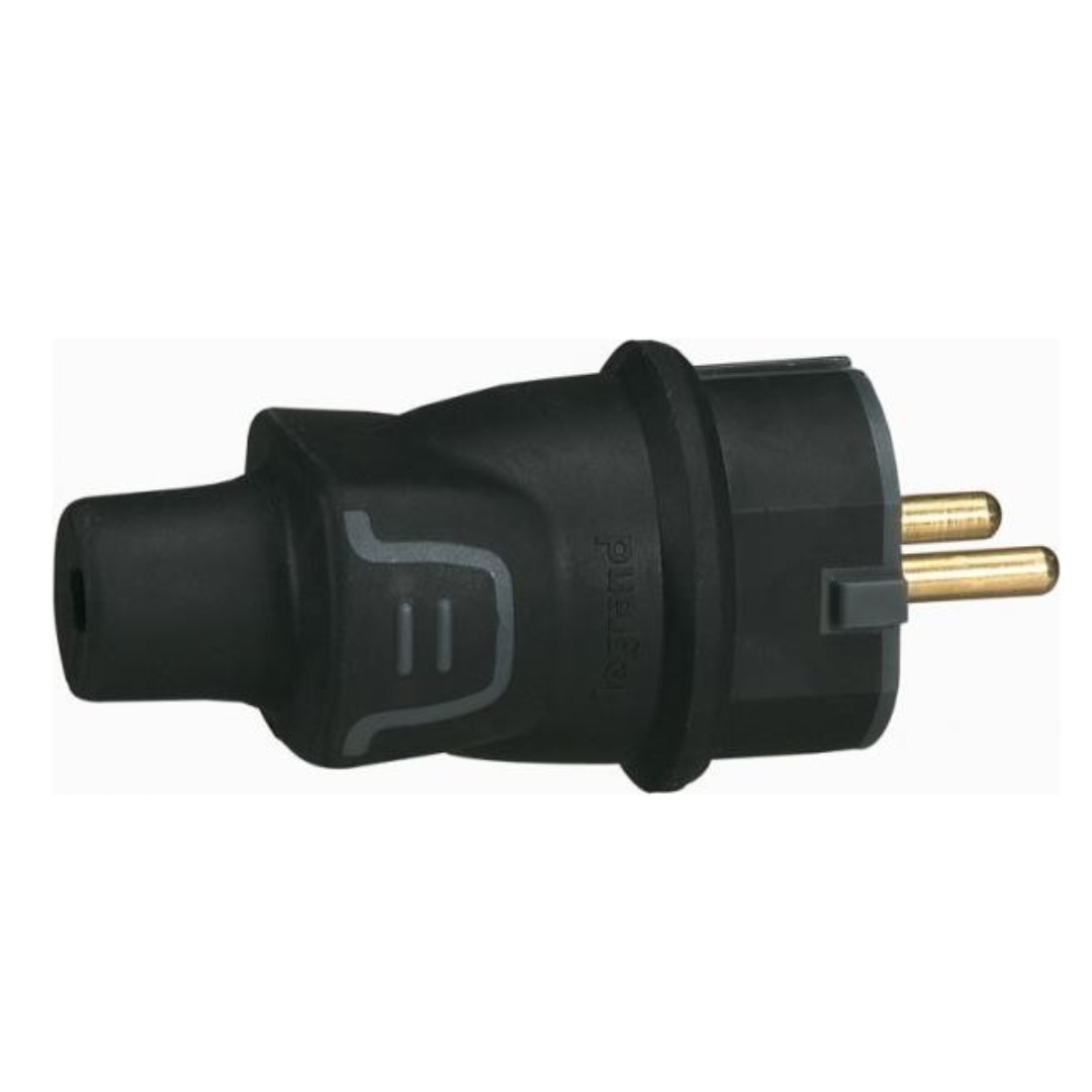 Щепсел черен 2P+Т 16A ІР44 250V гумиран Legrand