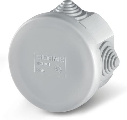 Кутия ф65х40мм IP55, UV, 4 кабелни мембрани за PG16, затваряне на клик, new, серия Cubox Scame