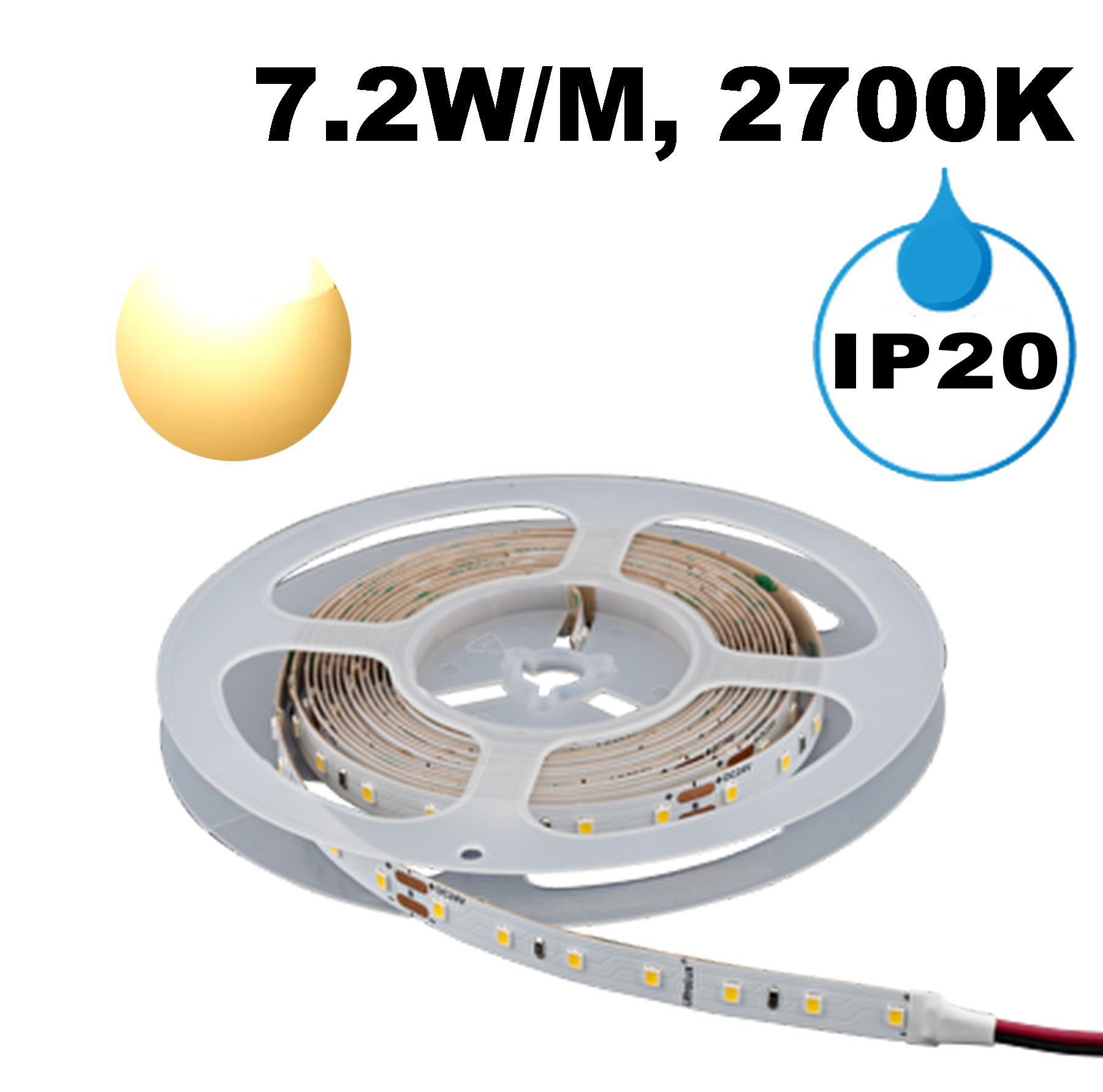 ПРОФЕСИОНАЛНА LED ЛЕНТА 7.2W/M, 2700K, 24V DC, 70 LED/M, SMD2835