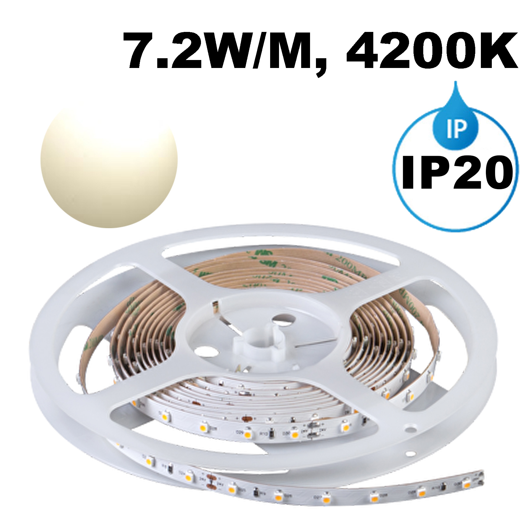 ПРОФЕСИОНАЛНА LED ЛЕНТА 7.2W/M, 4200K, 24V DC, 70 LED/M, SMD2835