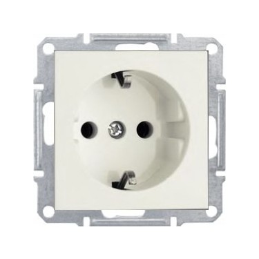 Контакт единичен ШУКО , 16А, 250V, Скрит монтаж, Бял