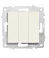 Троен ключ, 10A, 250V, Скрит монтаж, Бял