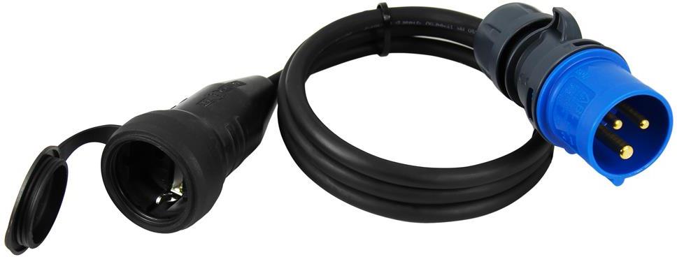 Адаптор с кабел H05RR-F 3G1,5мм2 1.5м от СЕЕ 2P+T 16A подвижен щепсел към шуко подвижен куплунг /стар 60488/ Commel