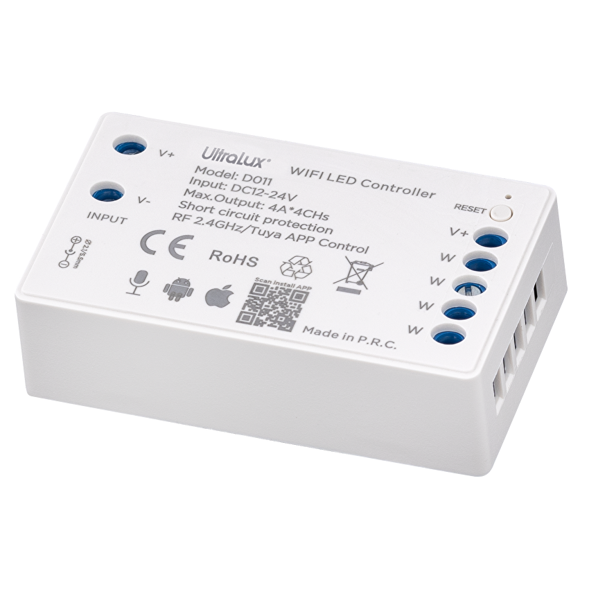 SMART 2.4G RF WIFI ДИМЕР ЗА ЕДНОЦВЕТНА LED ЛЕНТА 4X4A, 192W (12V), 12-24V DC