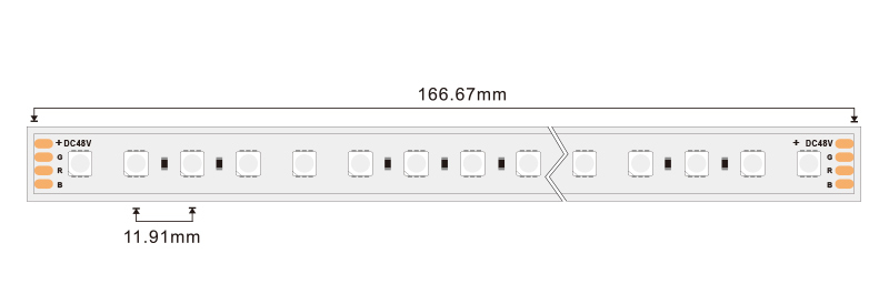Професионална LED лента SMD4040, 16W/M, RGB, 48V DC, 84LED/M, IP67, 10м