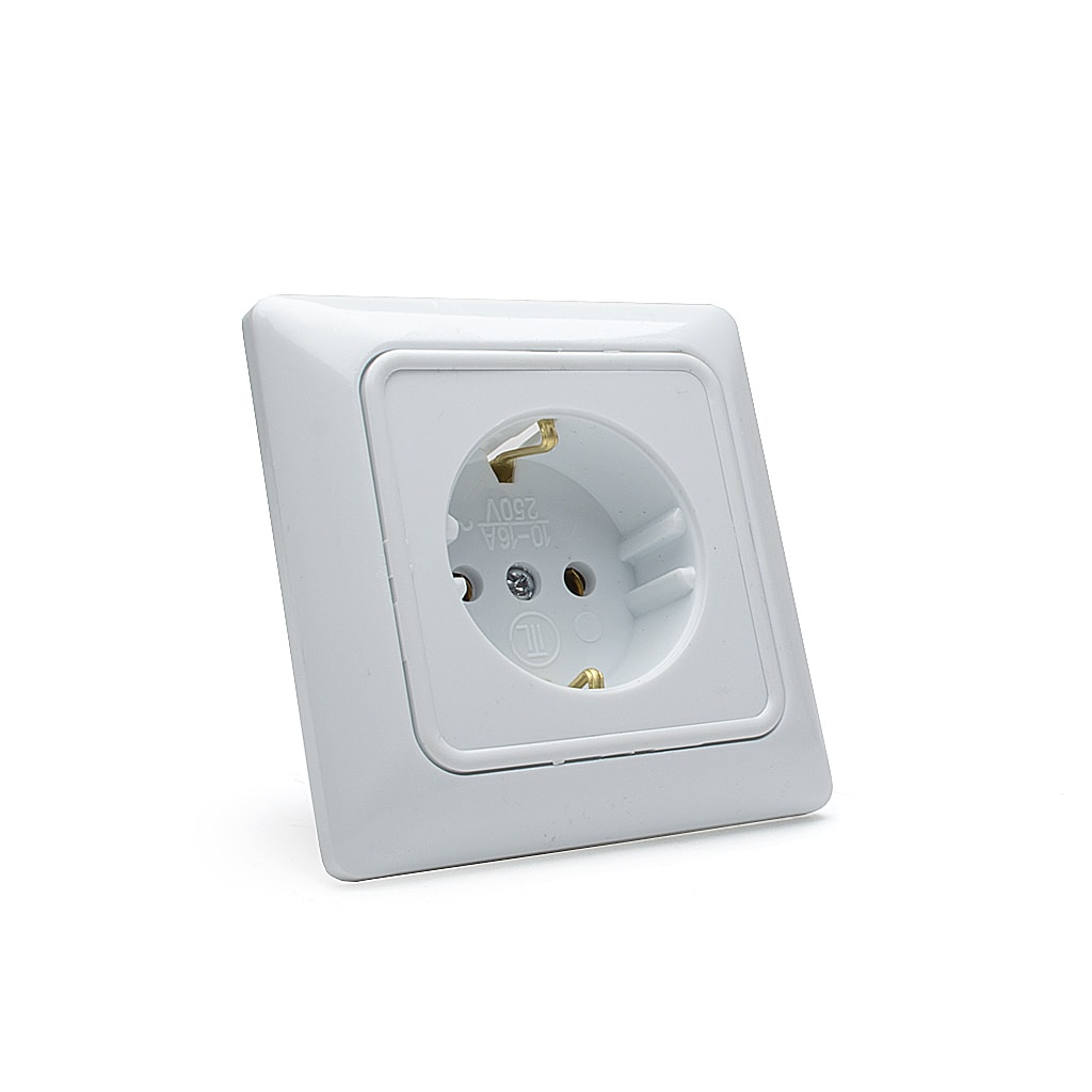 Контакт за скрит монтаж, Единичен, 16А, 230V, Бял