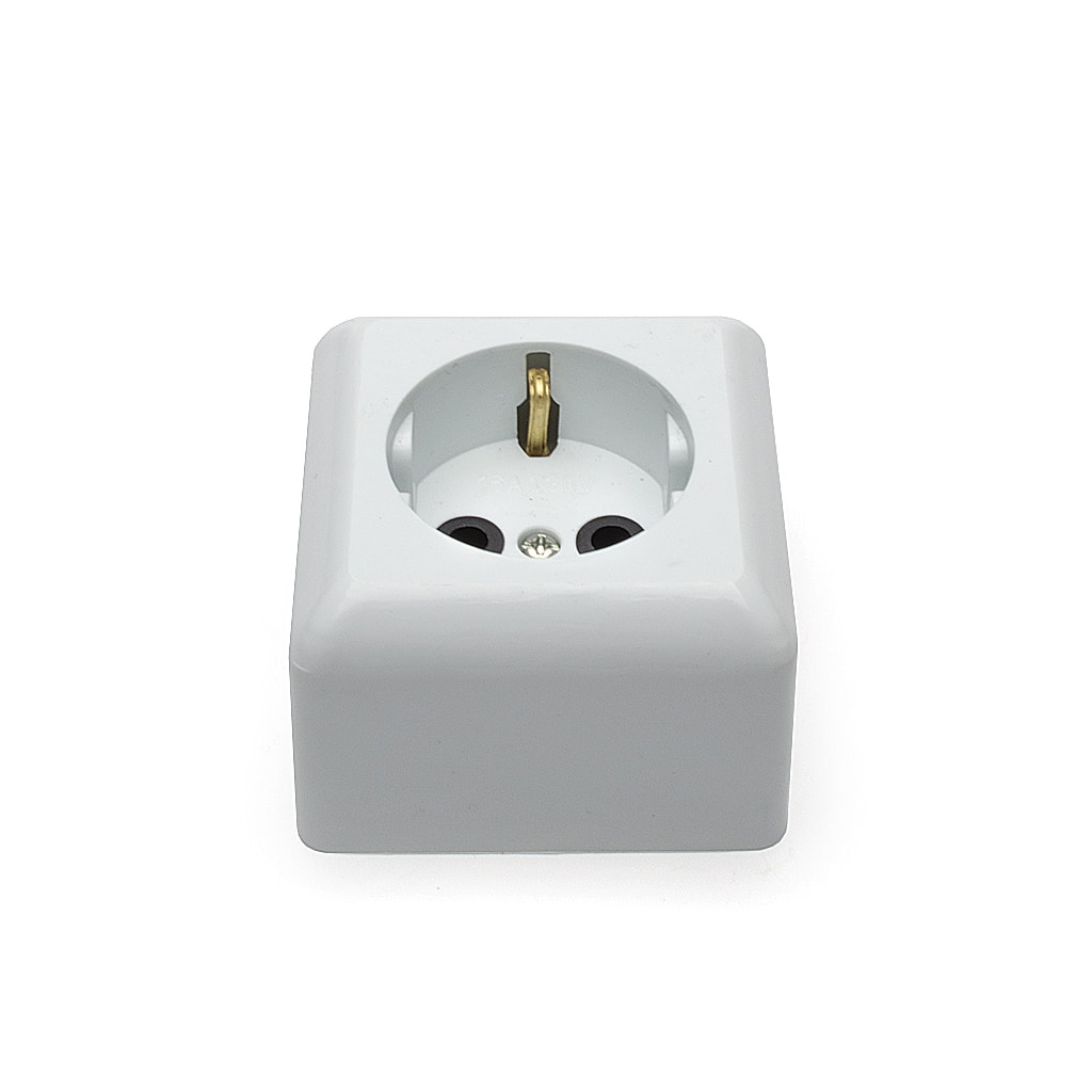 Контакт открит монтаж, 16А, 230V, Бял
