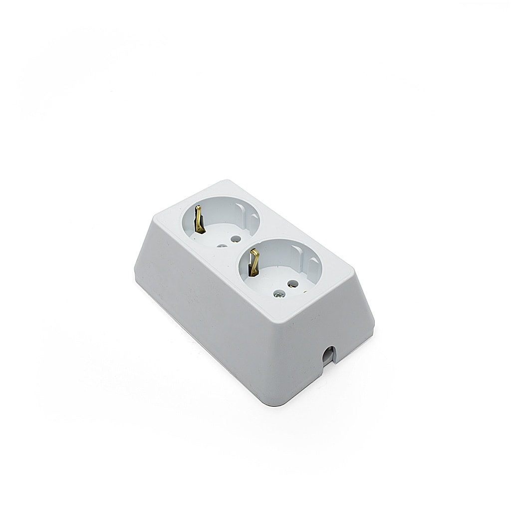 Подвижен контакт, двойка, 16А, 230V, Бял, /Трапец,Месинг/