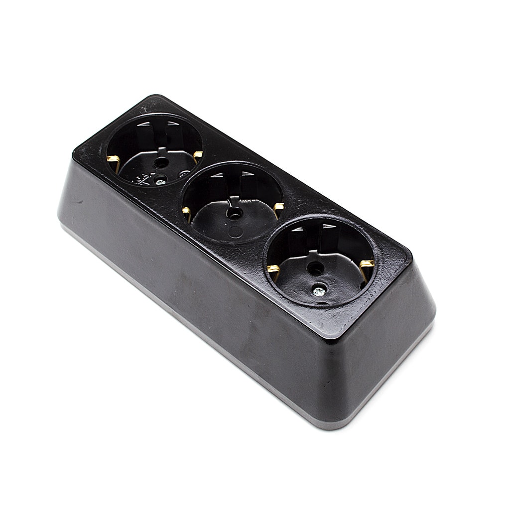 Подвижен контакт, тройка, 16А, 230V, Черен, /Трапец,Месинг/