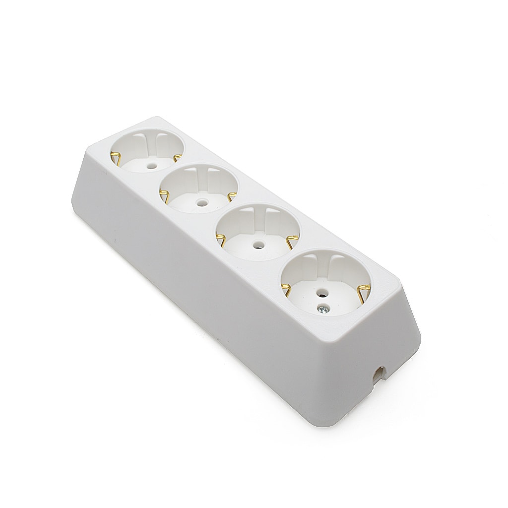 Подвижен контакт, Четворка, 16А, 230V, Бял, /Трапец,Месинг/