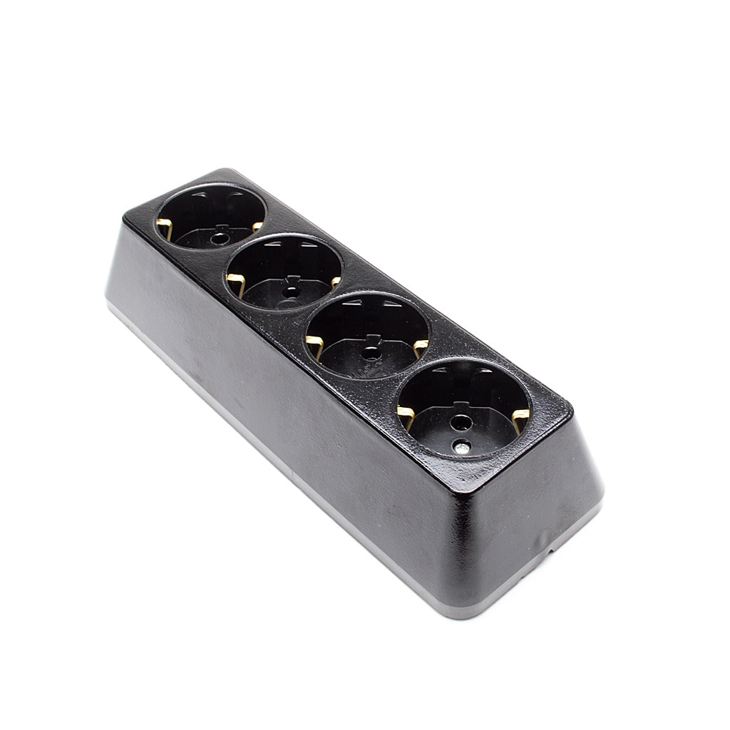 Подвижен контакт, Четворка, 16А, 230V, Черен /Трапец,Месинг/