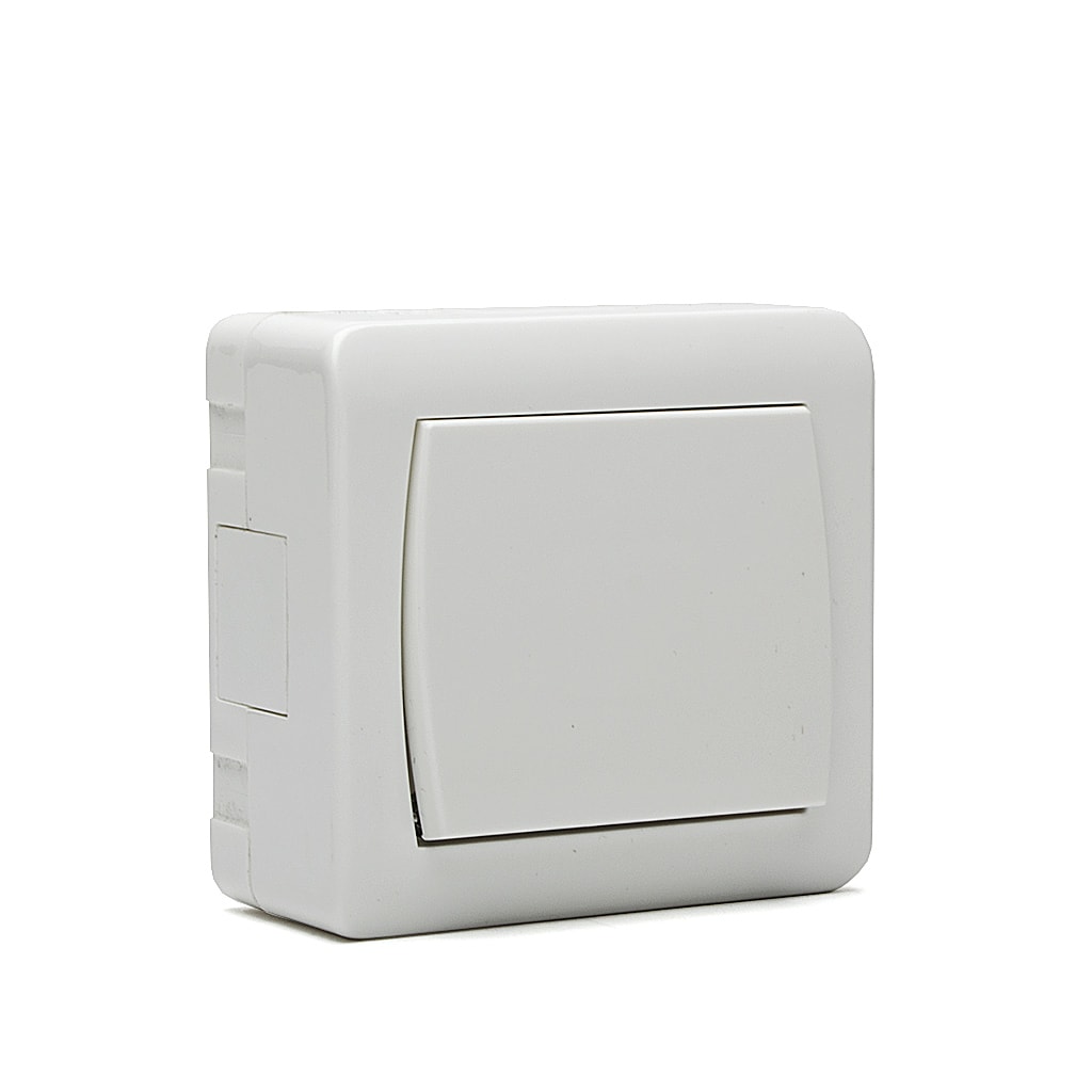 Ключ Еднополюсен Мираж НК, сх.1, 10A, 250V, Открит монтаж, Бял