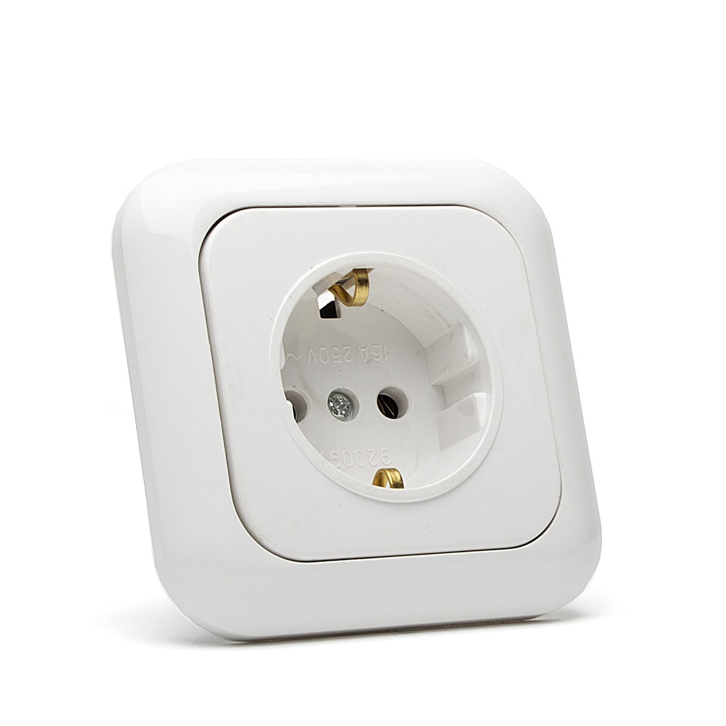 Контакт Евро НК, 16А, 250V, Скрит монтаж, Бял