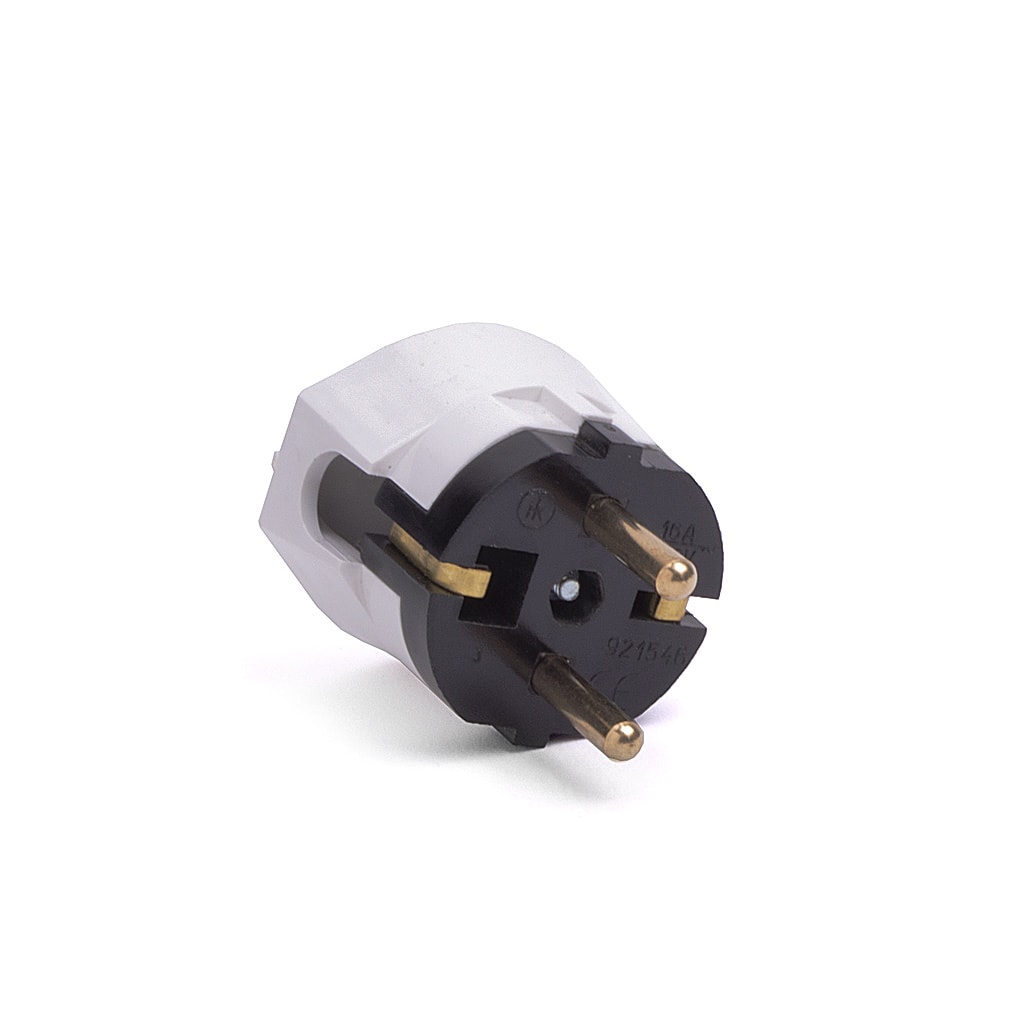 Щепсел Ъглов, НК 2P+Т, Бял, 16А, 250V