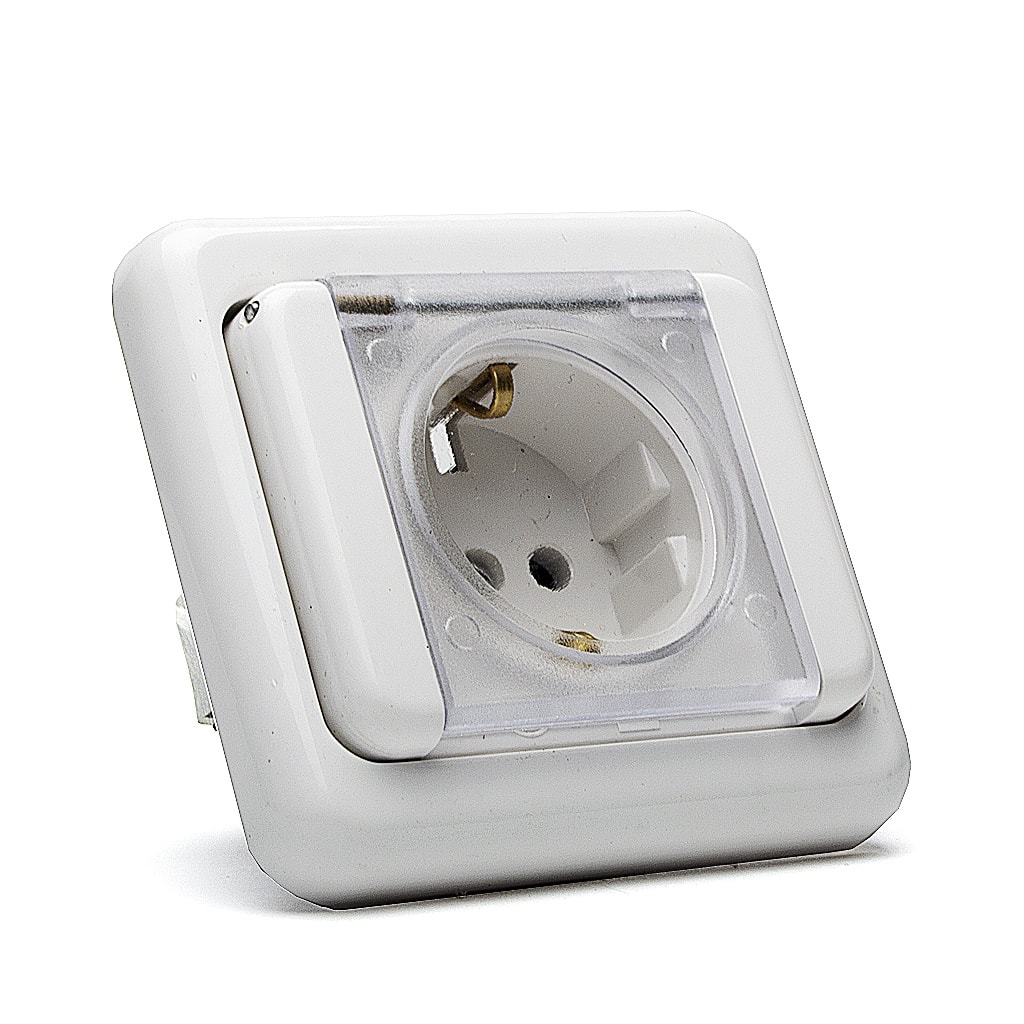 Контакт влагозащитен единичен „Роял“, 16A, 250V, IP44, Бял