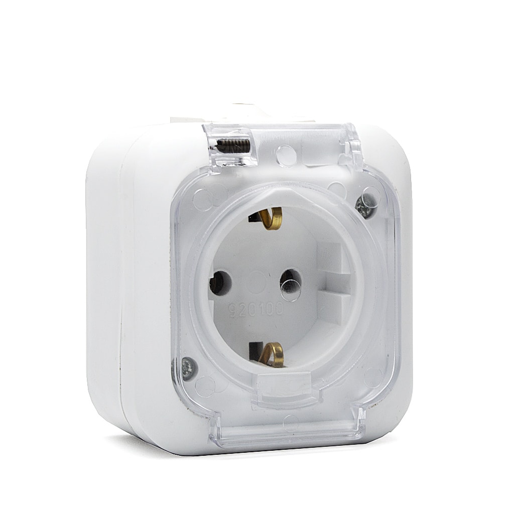Контакт ЕВРО НК, ШУКО 2P+T, Бял, 16A, 250V, ПКОМ, IP44