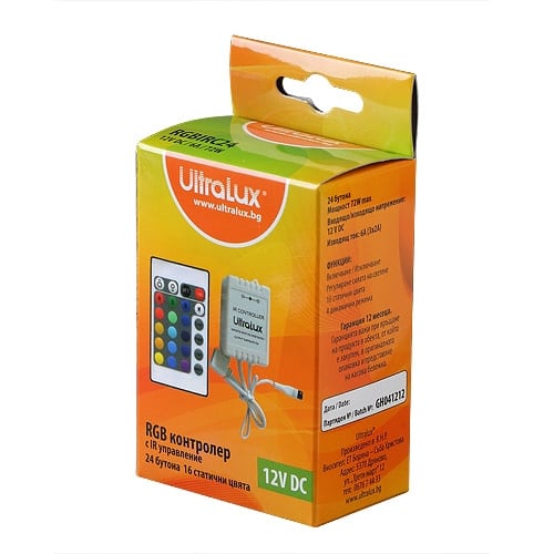 RGB контролер IR управление 24 бутона 72W, 12-24V DC, 6А