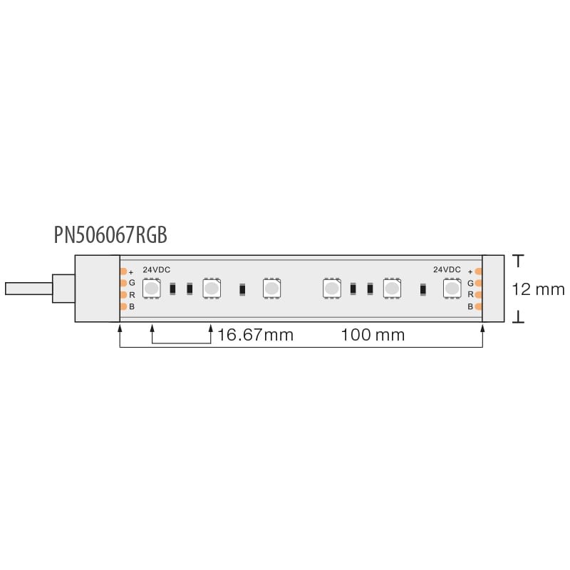 Професионална LED лента 14.4W/m, 5м, RGB, 24V DC, Водоустойчива IP67, 60 LEDs/m, 120°, SMD 5050