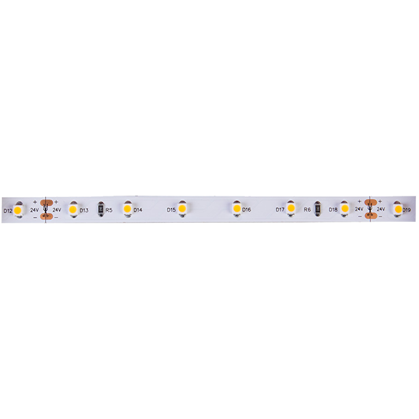 Професионална LED лента 4.8W/m, 5м, 2700K, 24V DC, Топло бяла светлина, Неводоустойчива, 60 LEDs/m, 24V DC, 120°, SMD 3528