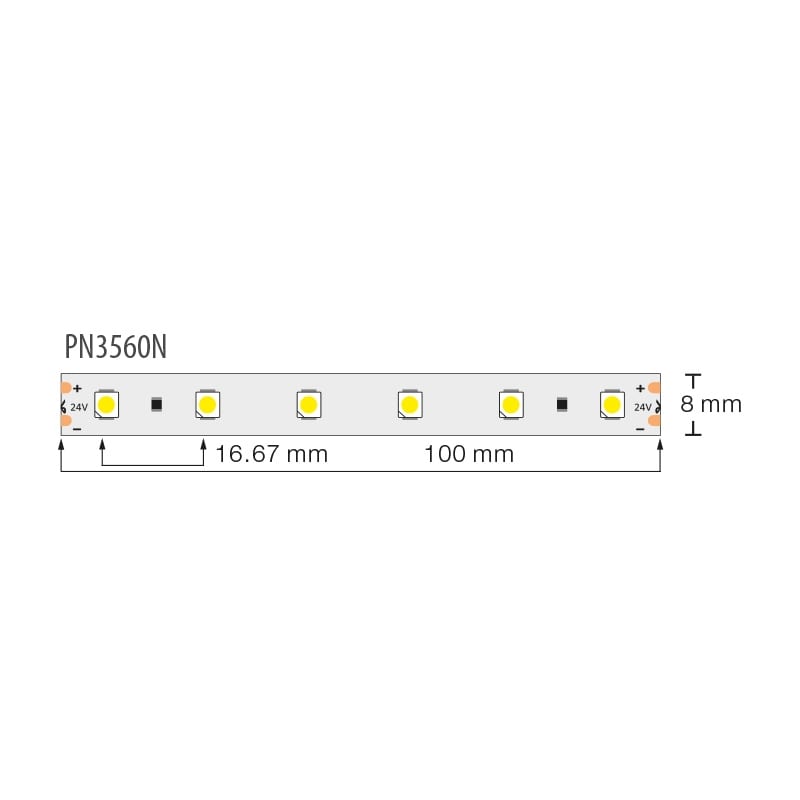 Професионална LED лента 4.8W/m, 5м, 4200K, 24V DC, Неутрално бяла светлина, Неводоустойчива, 60 LEDs/m, 24V DC, 120°, SMD 3528