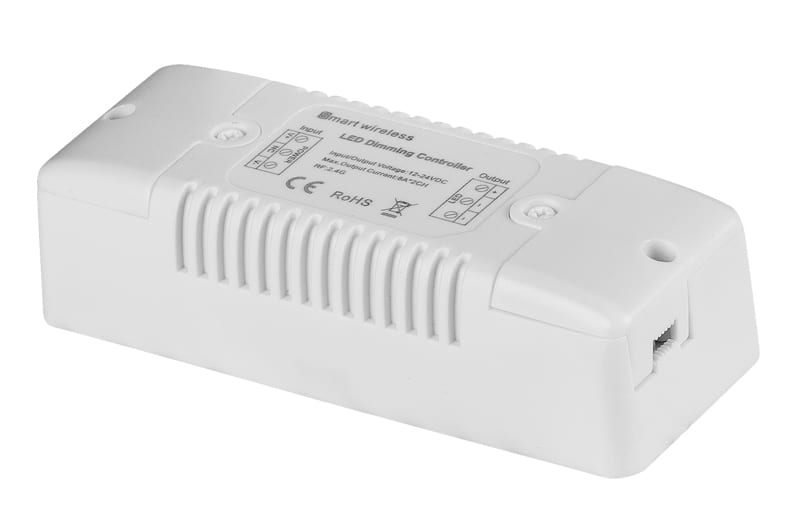 Smart 2.4G RF димер за едноцветна LED лента 192W(12V) 384W(24V), 2х8А, 12-24V DC
