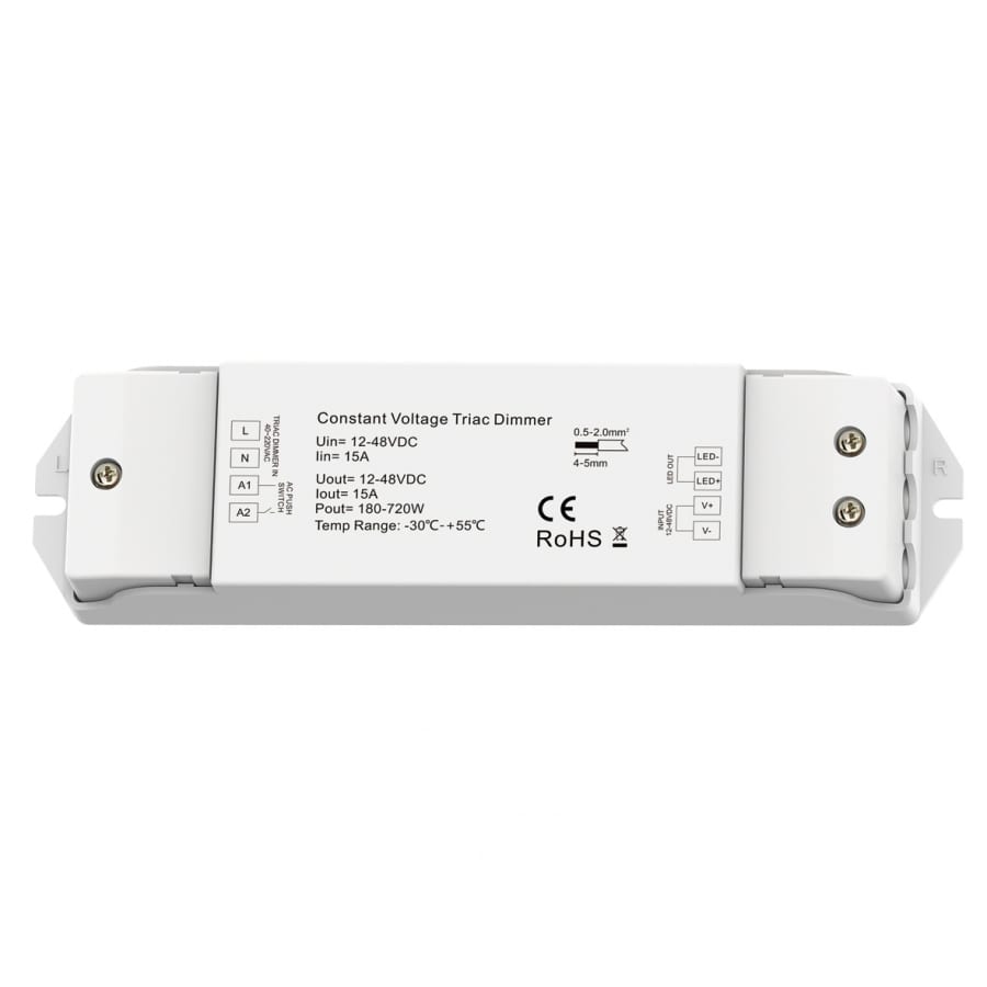 Контролер с TRIAC, PUSH управление 180W-720W, 12-48V DC, 15А