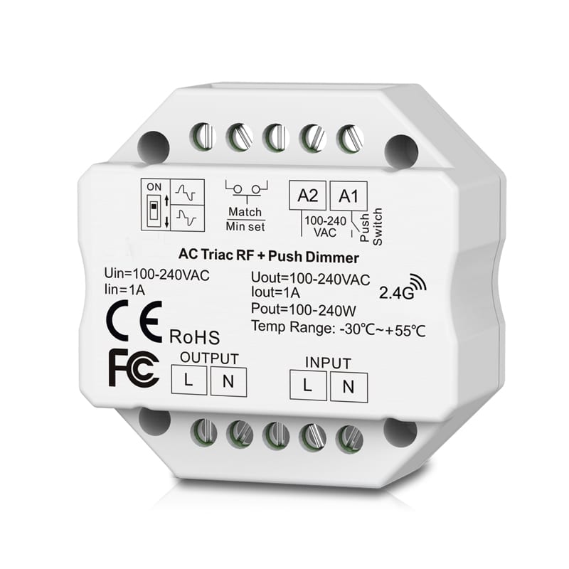 RF TRIAC, PUSH димер за конзола 220W, 1A, 220V-240V AC