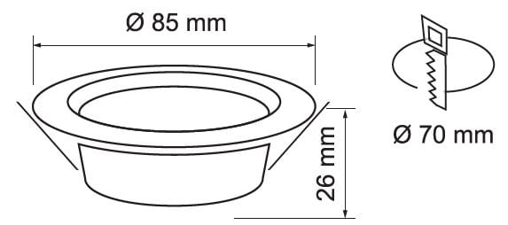 LED луна за вграждане 6.5W, 4200K, IP44, 220V-240V AC, 120°, Неутрална светлина, Сатиниран никел, SMD 2835