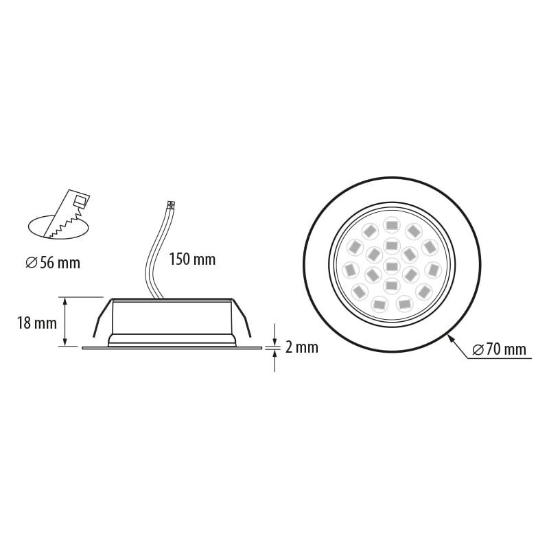 Мини LED луна за вграждане, 4W, 4200K, IP44, Сатиниран никел, 220V-240V AC, 60°, Неутрална светлина, SMD 2835