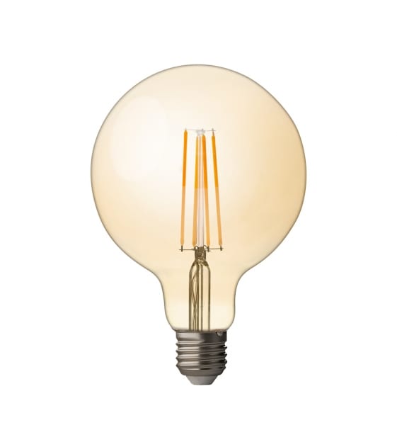 LED димираща filament топка, 4W, 2500К, E27, 360°, 220V-240V AC, Амбър