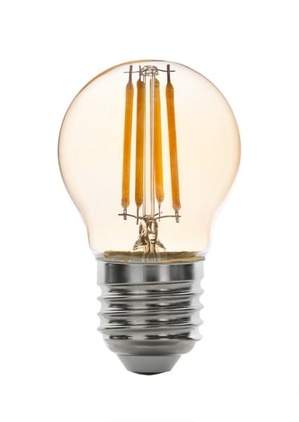 LED димиращ filament топка, 4W, 2500К, E27, 360°, 220V-240V AC, Амбър