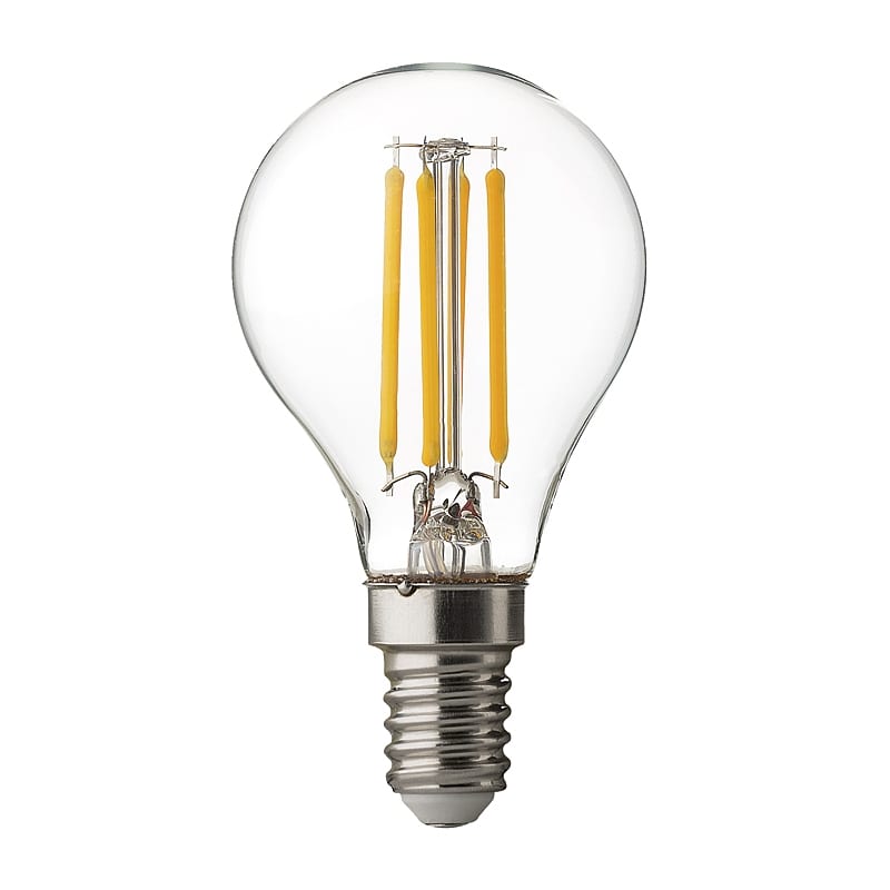LED димиращ filament топка, 4W, 4200К, E14, 360°, 220V-240V AC, Неутрална светлина