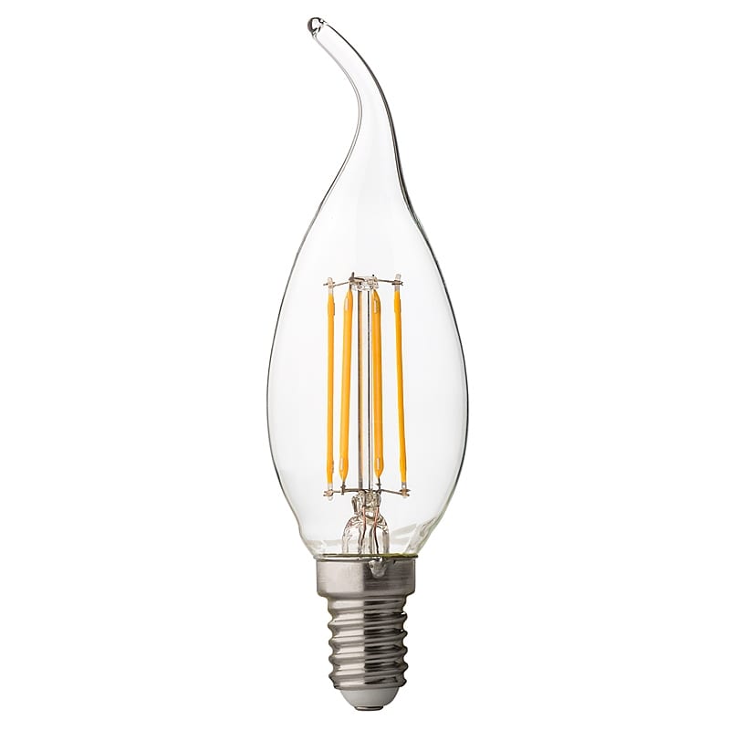 LED димиращ filament пламък, 4W, 4200К, E14, 360°, 220V-240V AC, Неутрална светлина