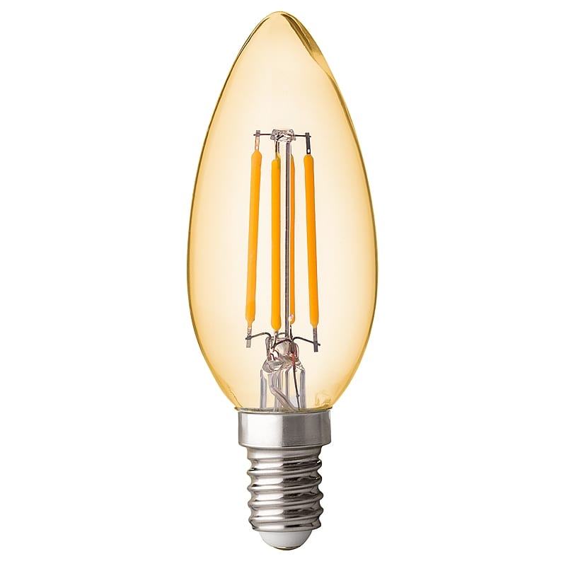 LED димиращ filament конус, 4W, 2500К, E14, 360°, 220V-240V AC, Амбър
