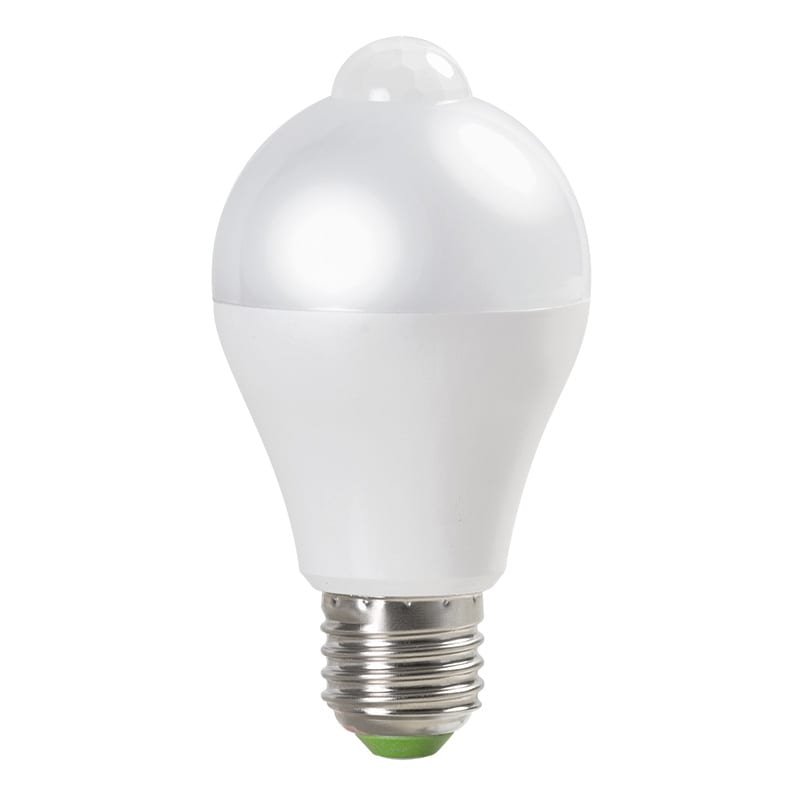LED крушка с PIR сензор 6W, 4200K, E27, 260°, 220V-240V AC, Неутрална светлина, SMD 2835