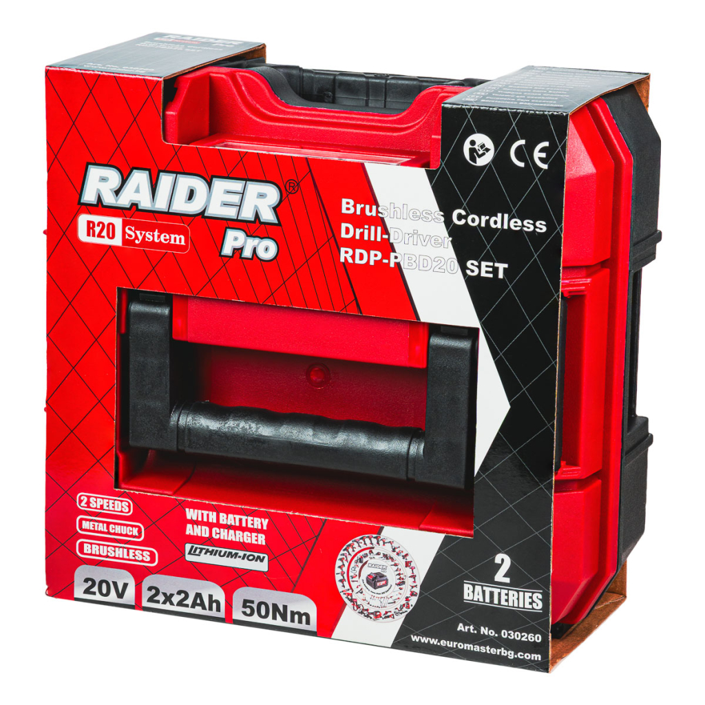 R20 Бормашина безч. 2-ск. 10mm 50Nm 2x2Ah Case RDP-PBD20