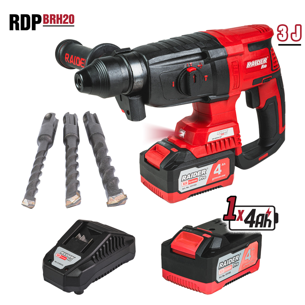R20 Перфоратор безч. SDS-plus 3J 4функции 4Ah Case RDP-BRH20