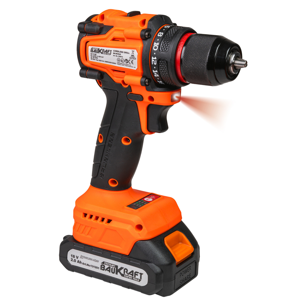 Бормашина безчеткова 18V 2-ск. 10mm 40Nm 2Ah Case BK-BCD40