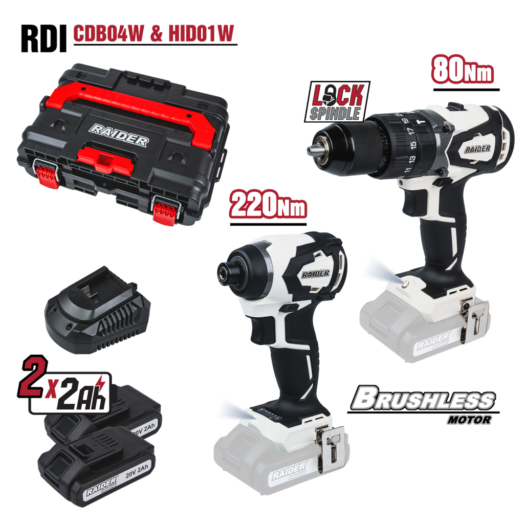 Бормашина & Винтоверт безчеткови RDI-CDB04W&HID01W 2x2AhCase