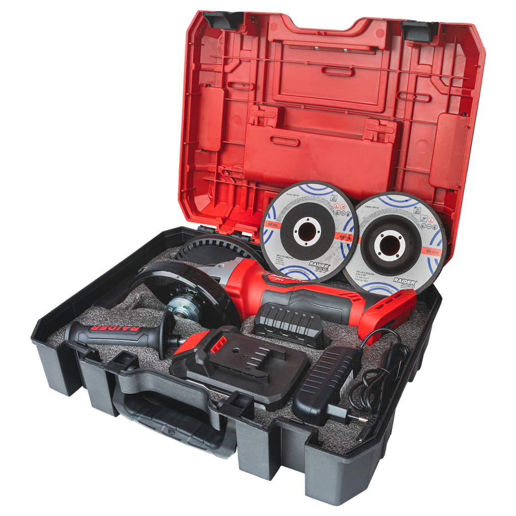 R20 Ъглошлайф Ø125mm 4Ah Case 2 диска RDP-SPAG20 Set