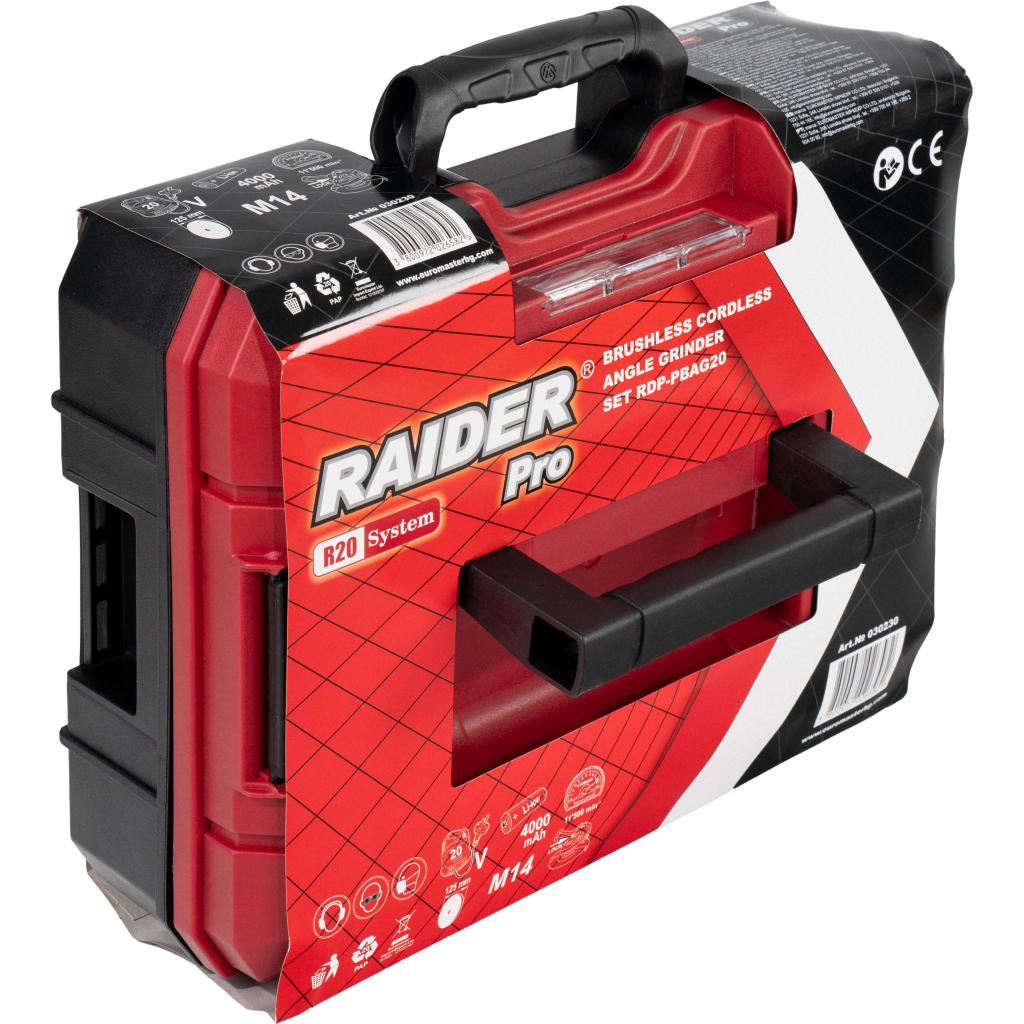 R20 Ъглошлайф акум.безчетков Ø125mm 4Ah в куф. RDP-PBAG20Set