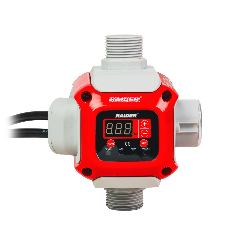 Пресостат електронен 2.2kW 1"M 80°C рег. манометър RD-EPC08