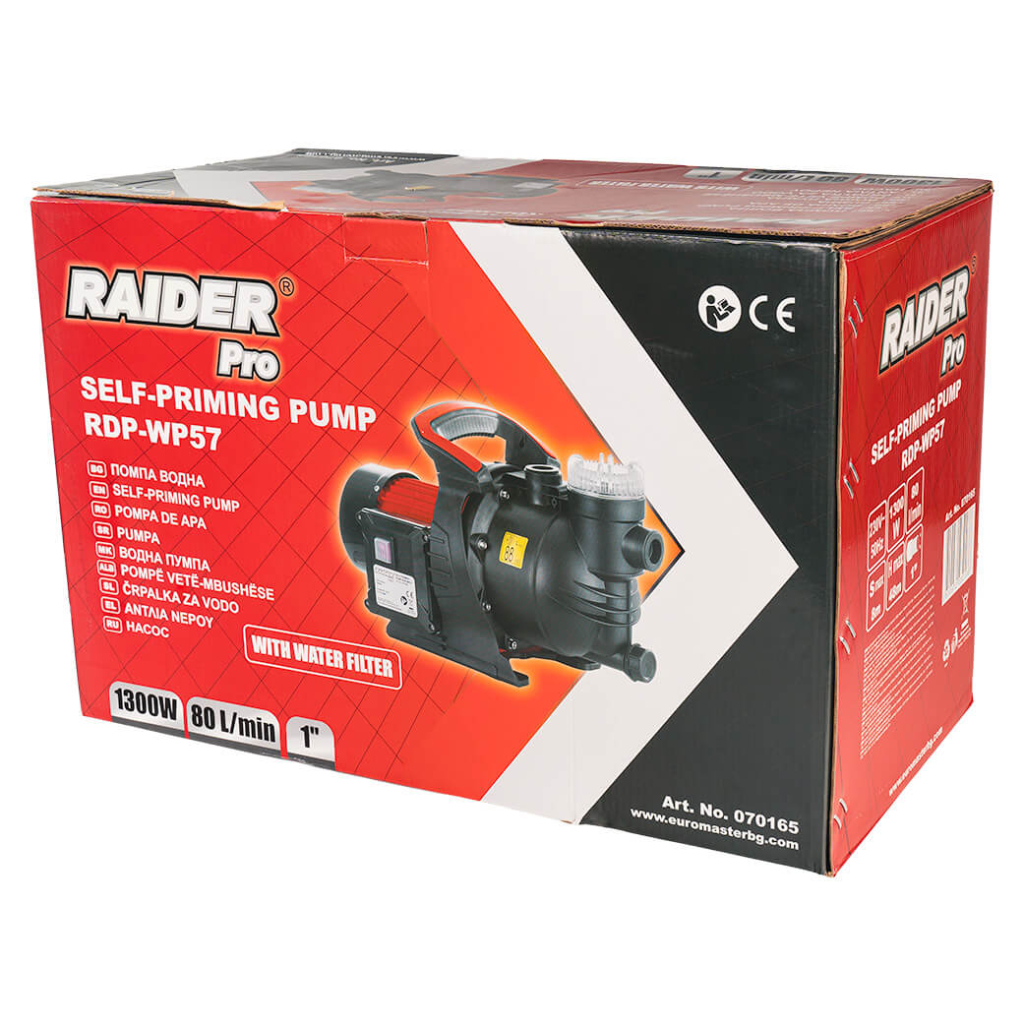 Помпа водна 1300W 1" 80L/min 48m с воден филтър RDP-WP57