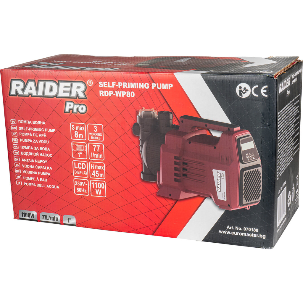 Помпа водна 1100W 1" 77L/min 45m воден филтър LCD RDP-WP80