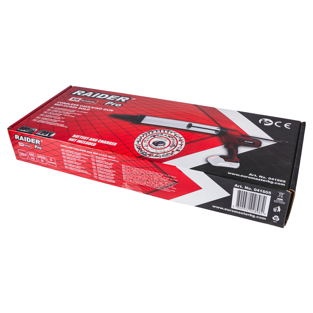 R20 Пистолет за силикон 600ml 4500N рег. об. без батерия RDP-CCG20