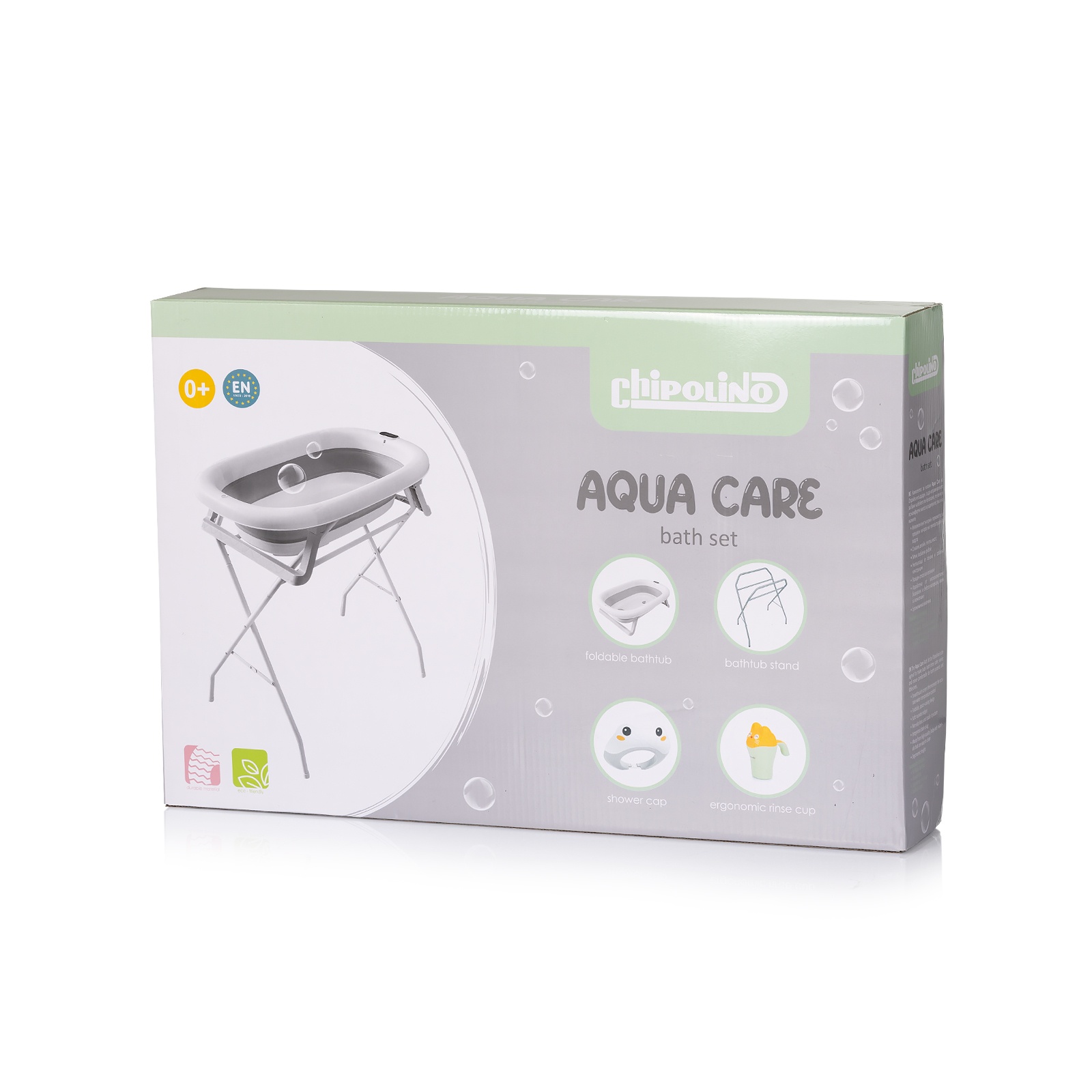 Сгъваема вана с канче, козирка и стойка Chipolino Aqua Care, сива